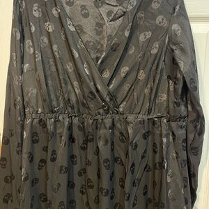 Black Skull Pattern Blouse